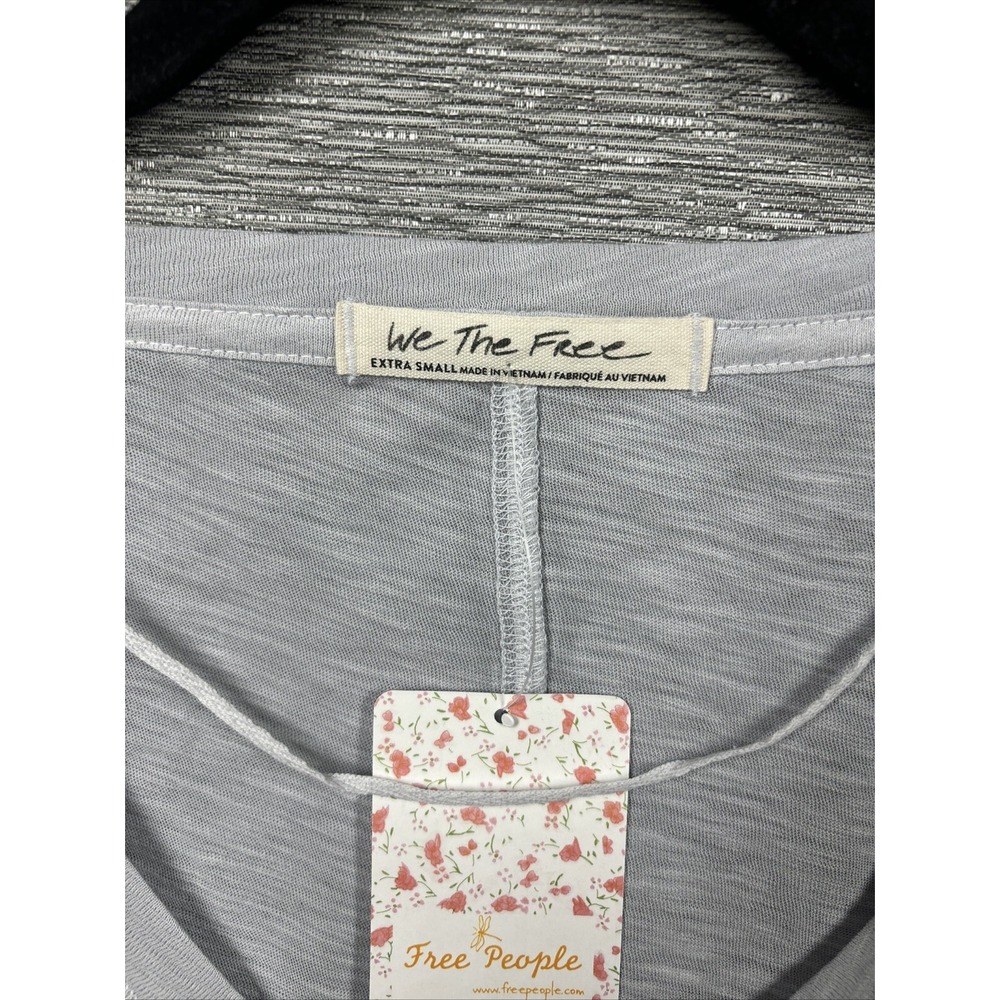 NEW Free People Women's On My Mind V-Neck Long Sleeve Shirt Light Gray Size XS - Picture 8 of 12